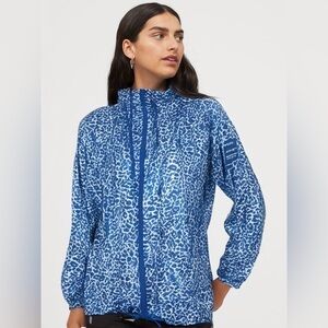 Adidas NEO Blue White Animal Print Wind Breaker Zipper Jacket